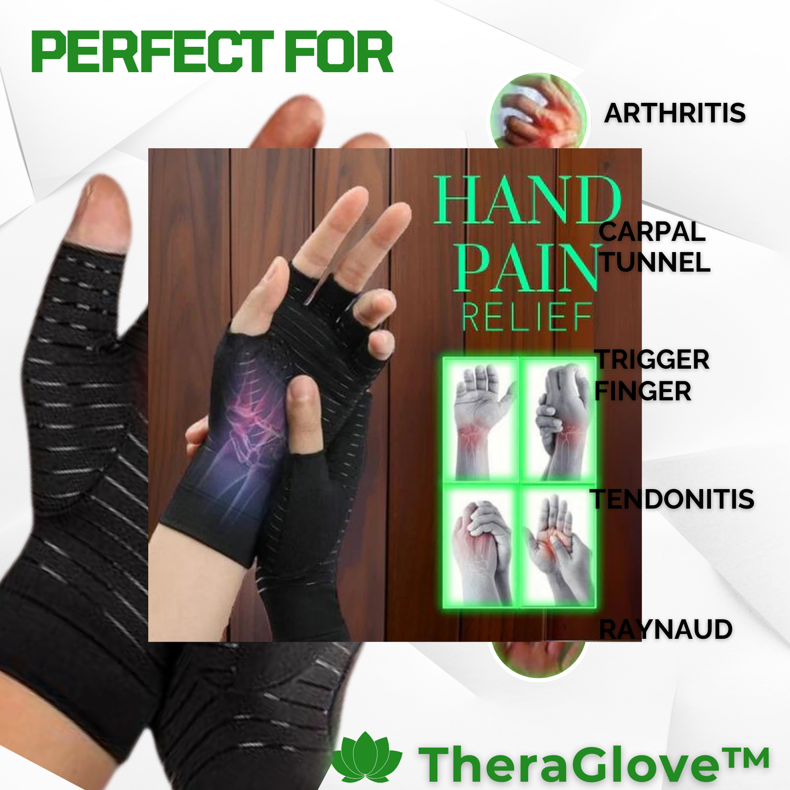 TheraGlove™ | Copper Therapy Gloves for Hand Pain