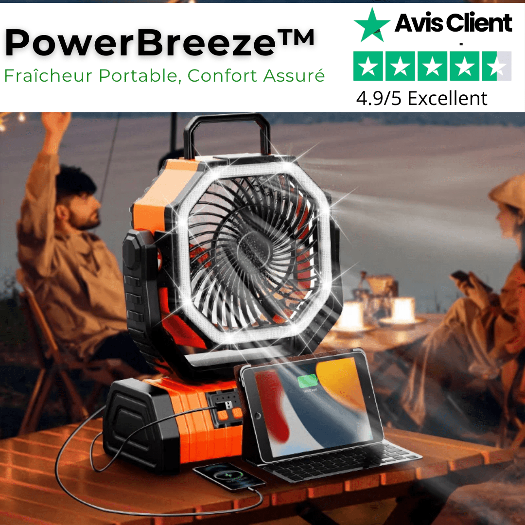 PowerBreeze™ | Ventilateur lumineux portable - Zeluxy