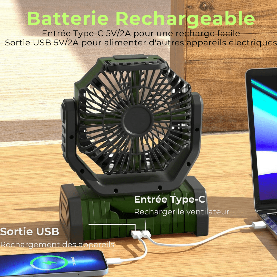 PowerBreeze™ | Ventilateur lumineux portable - Zeluxy