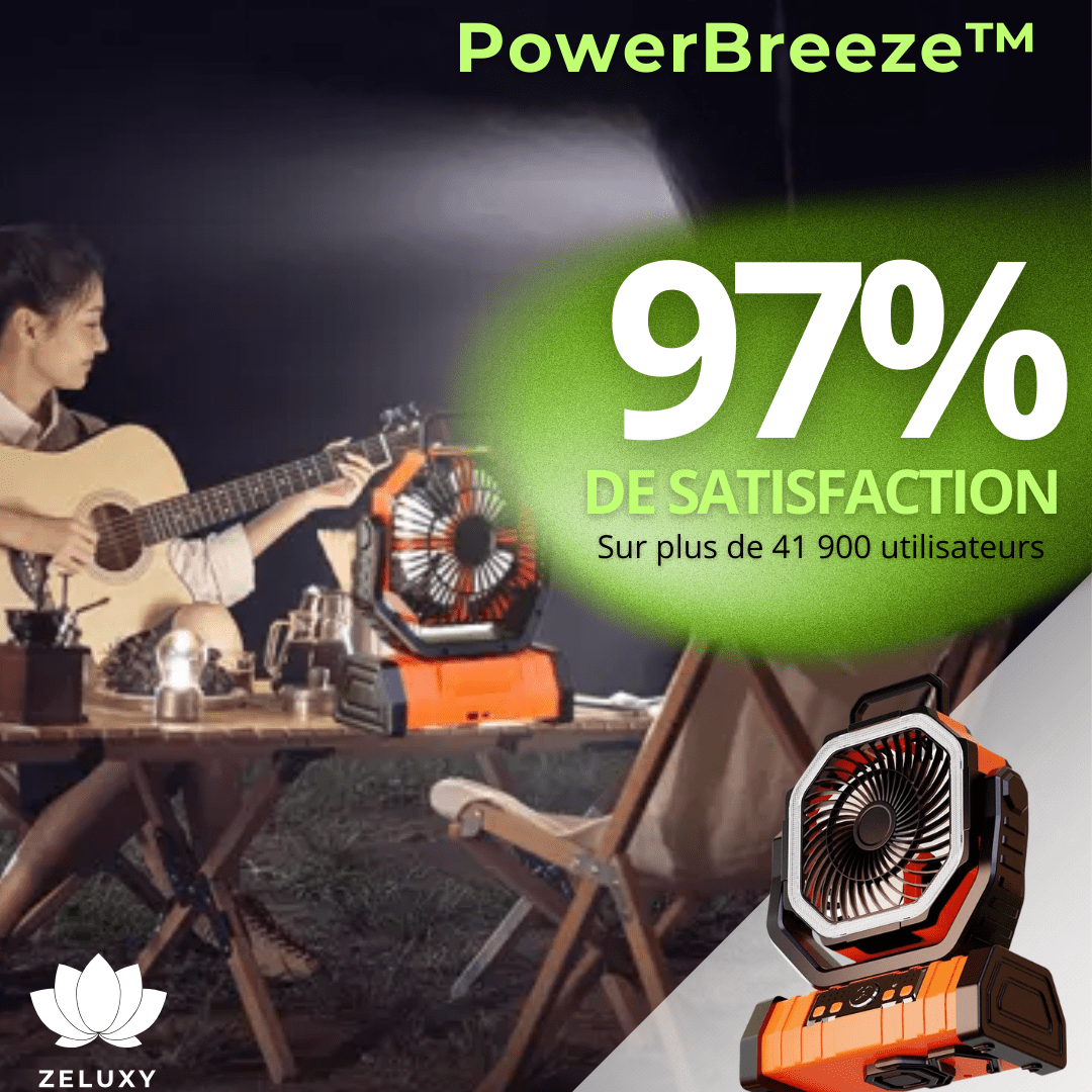 PowerBreeze™ | Ventilateur lumineux portable - Zeluxy